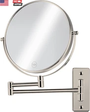 8" Extendable Bathroom Mirror Wall Mount with 1X/10X Magnification, 360° Swivel 