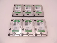Lot of 6 Low Mileage Western Digital Green WD20EZRX 2TB 3.5" SATA III Hard Drive