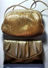 SET of 2 VINTAGE GOLD EVENING BAGS VINTAGE AVON ORIGINAL BOX - purse