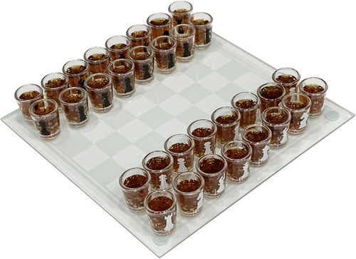 Shot Glass Chess Set - 10x10 Inch Glass Board with 32 Cups for Fun Drinking Game - Picture 4 of 12