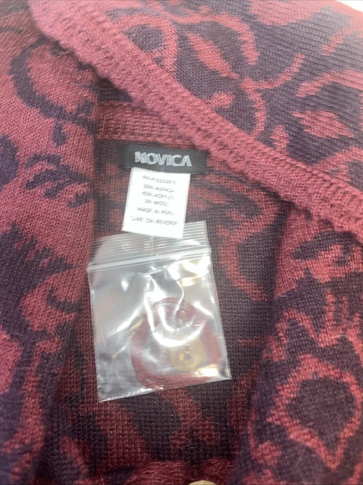 Poncho Capa Novica Mezcla Alpaca Flor Silvestre Peruana Ruana Talla Única Tejido Nuevo Foto 2 de 4