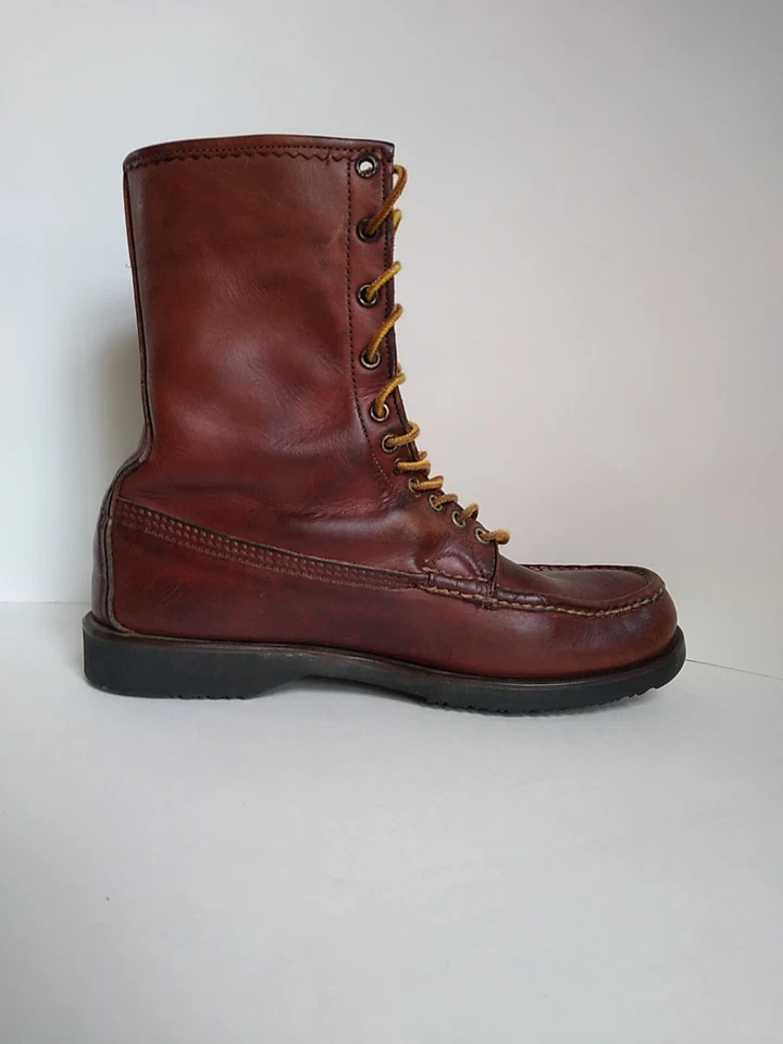 Botas de cuero marrón mocasín Russell vintage raras para hombre talla 10 estilo 5096 Foto 3 de 4
