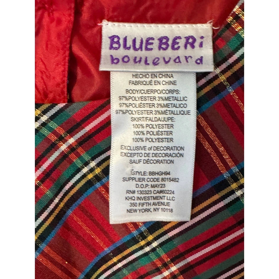 Blueberi Boulevard Girls 6X White Dress & Coat Set Plaid Holiday Pearl Buttons - Image 3 of 4