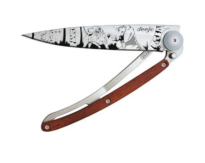 Deejo Taschenmesser Wood Jagd Tag Tattoo Titan Korallenholz 37g NATURE