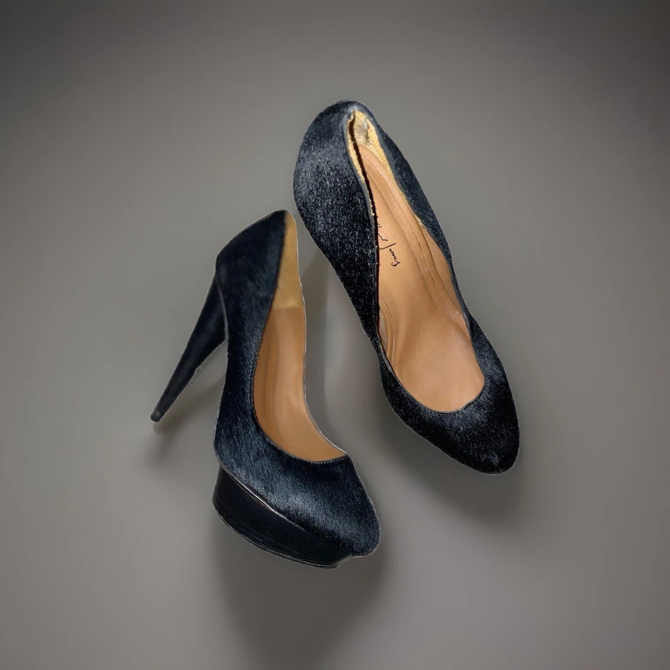 Винтажный Elizabeth and James Mason черный икры волос платформе насос 8B Y2K - Изображение 4 из 4