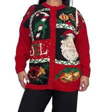 Vintage Heirloom Collectibles KnittedChristmas Sweater Cardigan Women's Sz S