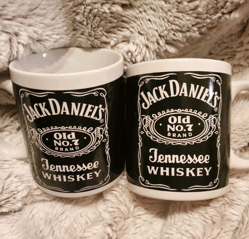 Vintage Jack Daniels Ceramic Coffee Mug Set 10oz Old No 7 Tennessee Whiskey 