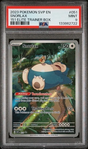 2023 POKEMON SVP EN-SV BLACK STAR PROMO 151 ELITE TRAINER BOX #051 SNORLAX PSA 9
