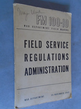 War Department FM 100-10 Field Service Regulations Administration