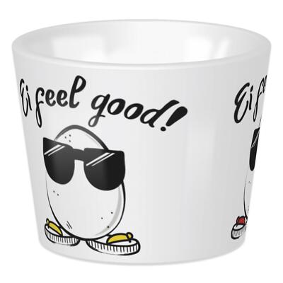 Niedlicher Sheepworld Eierbecher aus Porzellan mit lustigem Spruch Ei feel good