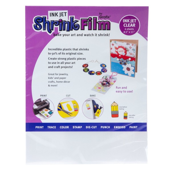 Grafix Ksf6cij Ink Jet Shrink Film 8.5 X 11 Inch 6/pkg for sale online