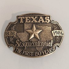 1986 Texas Belt Buckle Sesquicentennial Vintage Western Solid Brass 1st Edition