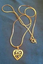 Gold Tone AMOR Small Pendant  Charm With A Chain Necklace