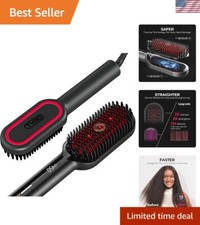 Dual Voltage Ceramic Hair Brush Straightener - 10M Ions for Smooth Shine
