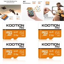 64GB Micro SD Card C10 SDXC A1 V30 for Camera TF Flash Memory Card & Adapter Lot