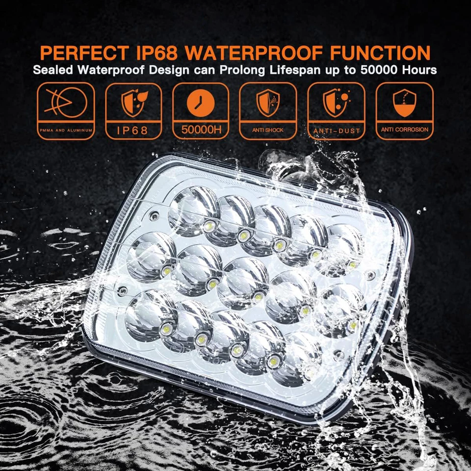 Faro LED negro Hi-Lo de 7x6" para camioneta de carga Chevy Express 1500 2500 3500 Foto 4 de 4