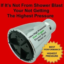High Pressure Shower Head Super Water Blaster Modified to Over 14 gpm Model S3