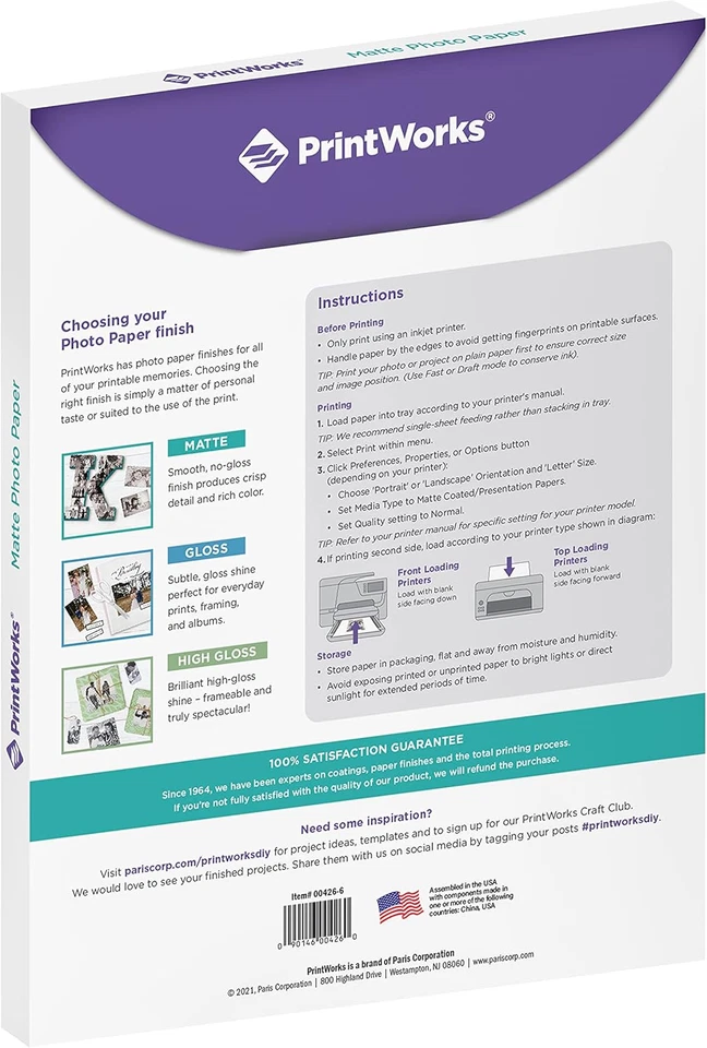 Printworks Matte Photo Paper for Inkjet Printers, Printable on Both Sides, 6.5 m - Image 2 of 4