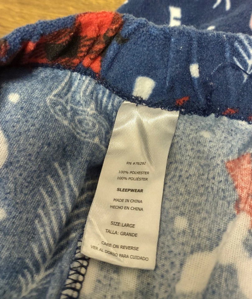 Unbranded Blue Fleece Pajama Pants Winter Reindeer Trees Girls Size L Large - Изображение 3 из 3