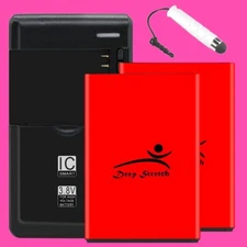 Displaceable Deep Stretch 2x 5080mAh Battery Dock Charger f LG G Vista VS880 NEW