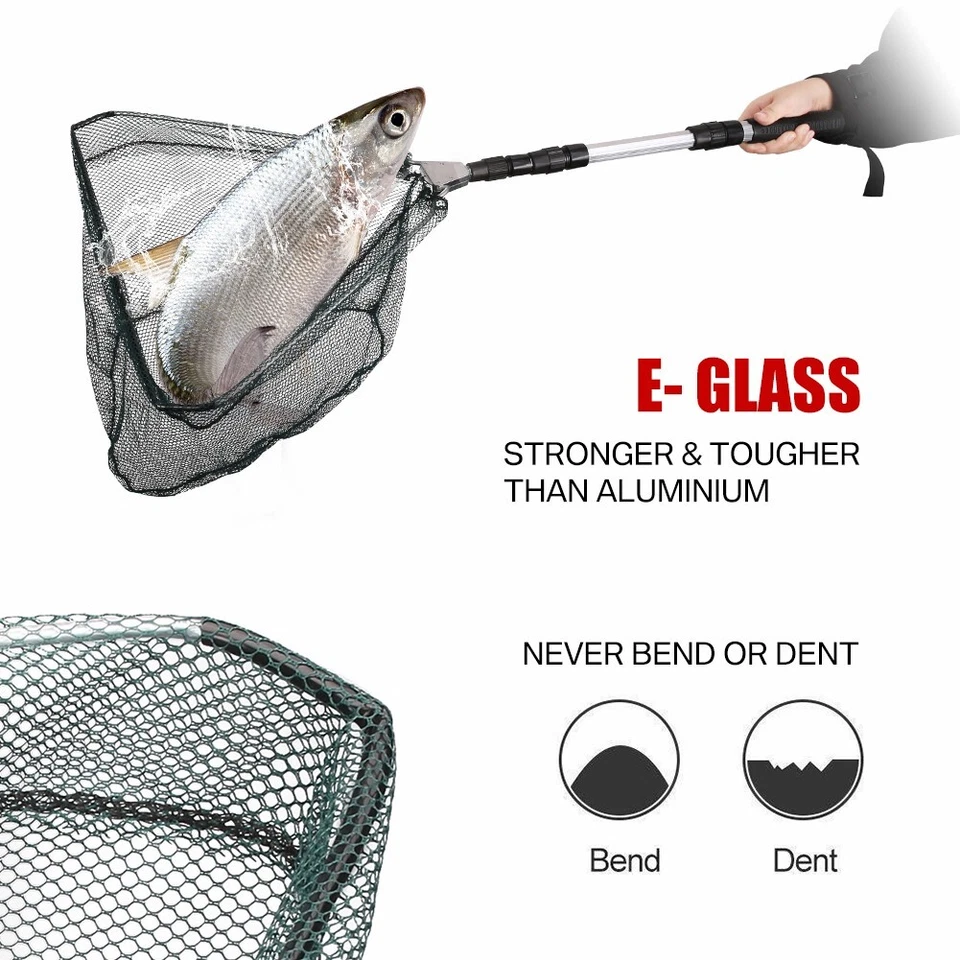 1.3M Telescopic Fishing Landing Nets Folding Handle Bird Fish Catch Release Pond - Image 4 of 4