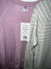 2  ACTIVE LIFE Women's Soft Lilac Purple & Gray ShirtsMedium Top Long Sleeve NWT