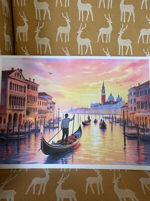 A stunning handmade greeting card with the beautiful city of Venice on it is bla