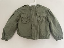 Old Navy Toddler Girls Solid Green Lined Full Zip Cropped Hooded Jacket Olive 4T