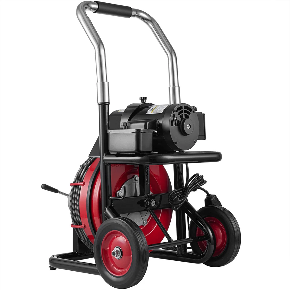 Limpiador de barrena de drenaje comercial de 1/2" 100 pies máquina de limpieza de serpiente de alcantarillado eléctrico Foto 3 de 4