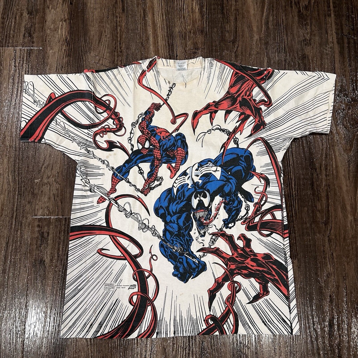 Vintage 1993 Marvel Spiderman And Venom Shirt XL AOP All Over