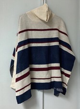 Papaya Women s Oversized Poncho Medium Striped Turtleneck Dolman Sleeve New