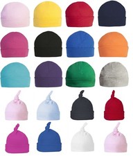 100% Cotton Newborn Baby Boy Girls Winter Double Layer Plain Beanie Hat Cap