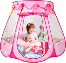 Princess Tent Girls Kids Playhouse Pop up Play Tent with Star Light Tent for Kid