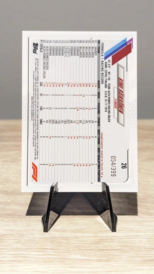 Kimi Raikkonen Purple /399 2021 Topps Chrome F1 Formula 1 #26 Alfa Romeo - Image 2 of 2