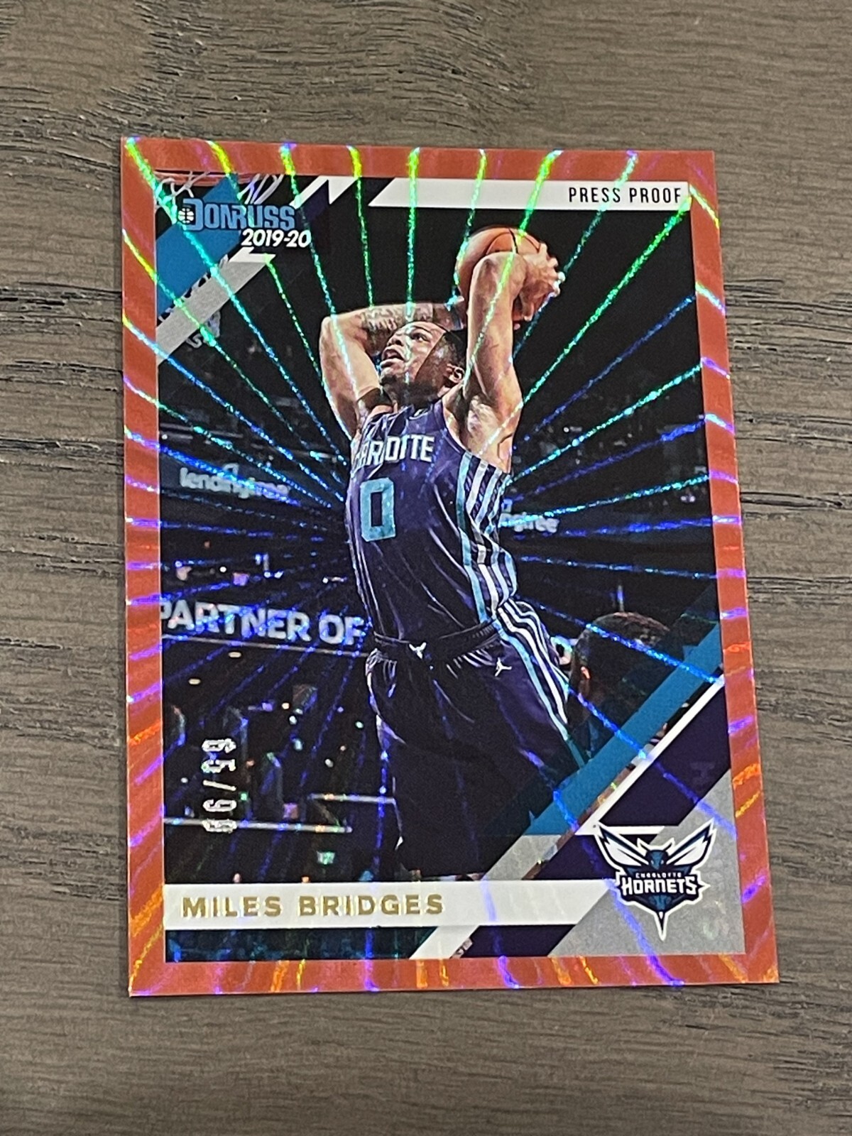 2019-20 Donruss Press Proof Red Laser Miles Bridges #25 Charlotte Hornets /99