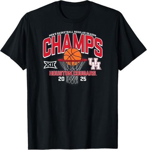 Houston Cougars Men's Basketball Big 12 Champs 2025 Black T-Shirt