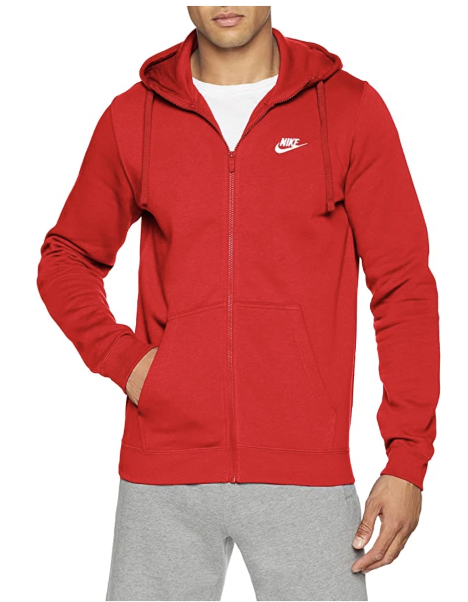 Nike sportswear club online fleece zip hoodie red