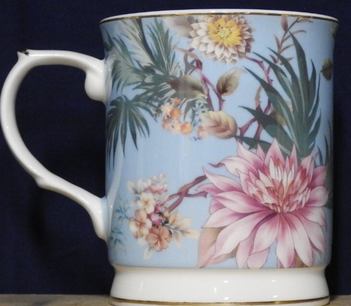 4 Grace Teaware Blue Floral Coffee Tea Mug NEW - Picture 3 of 5