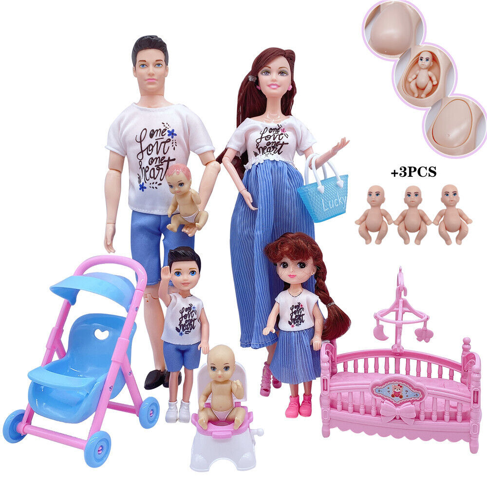 30cm boneca Barbie grávida, bebê grávida, conjunto de presente da família  para uma família de seis, brinquedos infantis