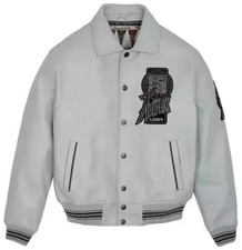 MEN'S AVIREX GRAY FLIGHT ICON GENUINE COWHIDE LEATHER JACKET