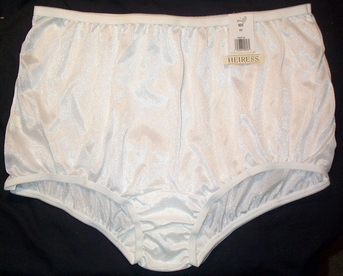 3 Pair Womens Size 11 WHITE Heiress 100% Nylon Panty Brief Style