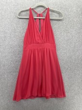 Express Women's Dress Sleeveless Plunge Sheer Solid Pink Size 2 Surplice