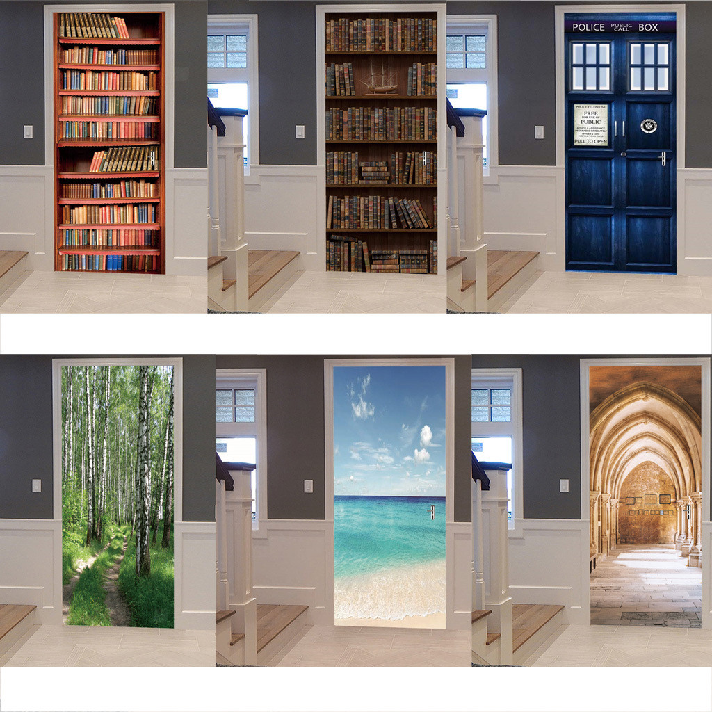 3D Door Wall Art Sticker Decal Removable Self Adhesive Mural Home Decor