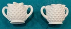 2 Fenton Vintage Hobnail Milk Glass Sugar Serving Cups Vintage Ruffle Top