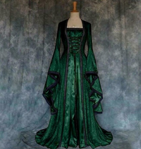 Damen Retro Mittelalter Kleid Prinzessin Kleid Cosplay Kostüm Oper Bühne Tuch - Bild 9 von 16