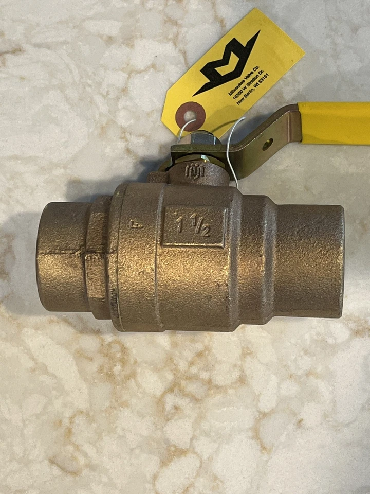 (Box Of 4) 1-1/2" Solder, Standard Port, Bronze Ball Valve 600 WOG, MADE IN USA - Image 4 of 4