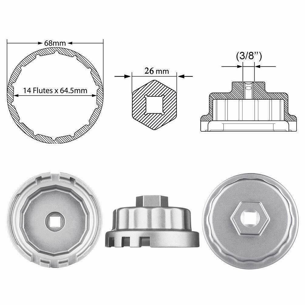 64mm Oil Filter Wrench Cap Tool for Toyota Tundra Camry RAV4 Sienna Lexus V6 V8