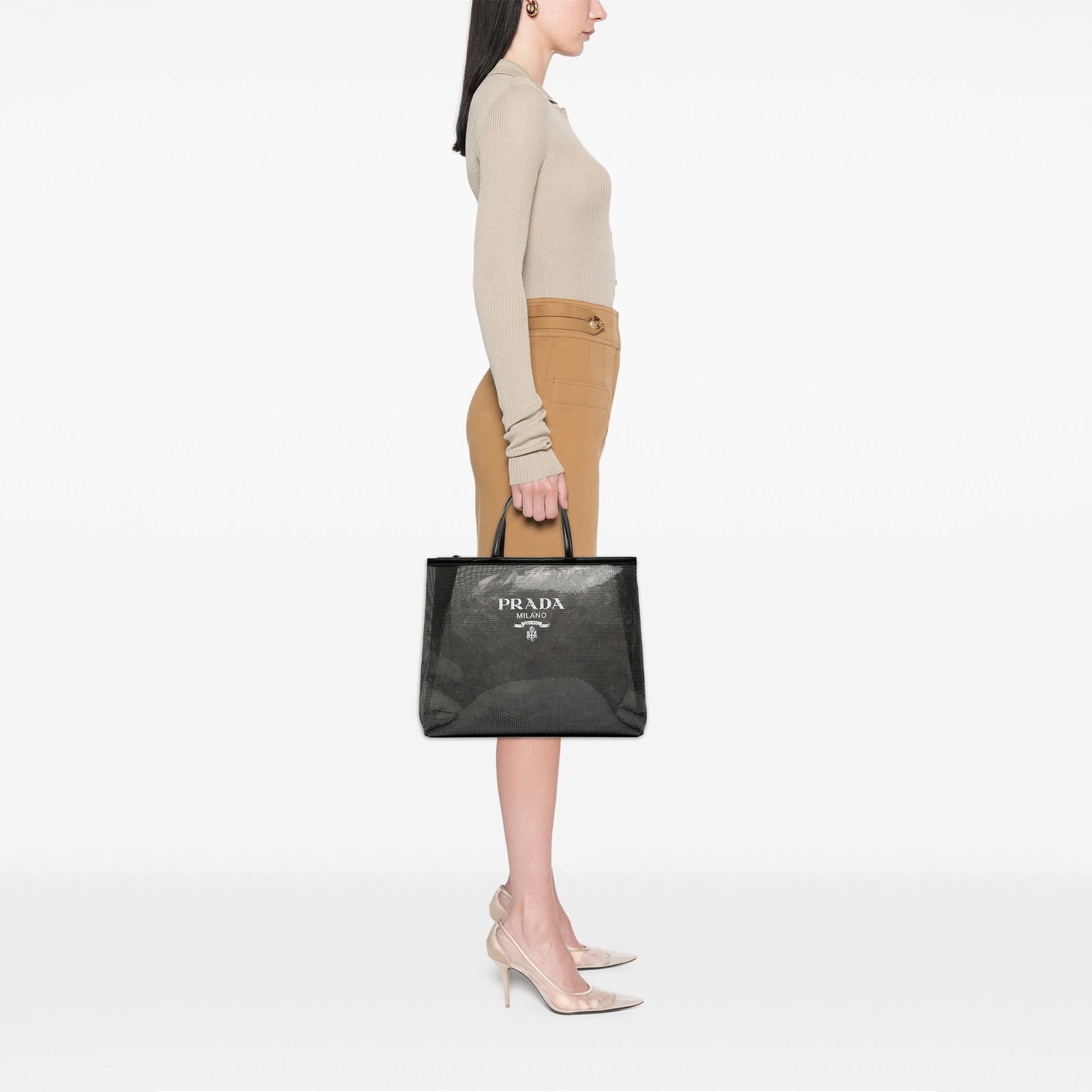 Authenticated Prada Large Sequined Mesh Logo Tote… - image 7