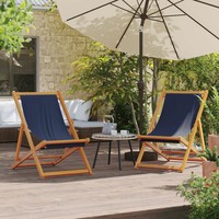 StrandstüHle 2Er Set Klappbar Blau Stoff Garten Camping Outdoor