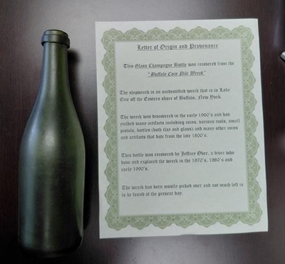 Post 1715 Fleet Shipwreck Artifact Bottle Great Lakes Buffalo W/ COA